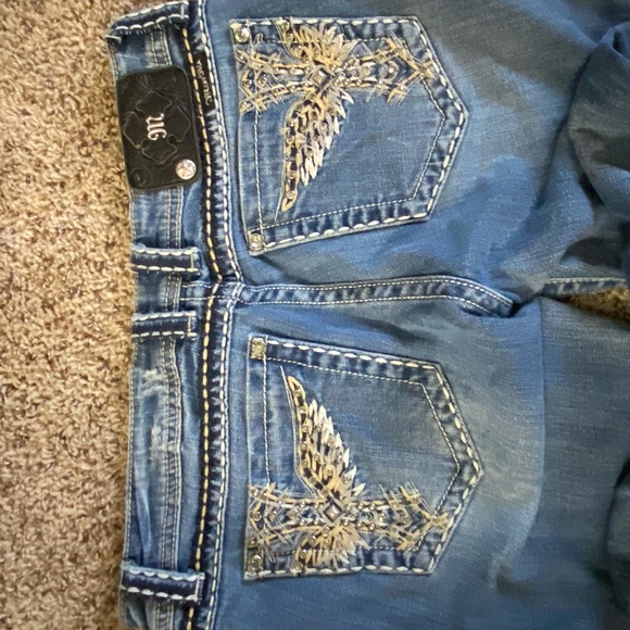 Miss Me Boot Cut Jeans Embellished Winged Cross 31 style jp5117-4 - Picture 3 of 5
